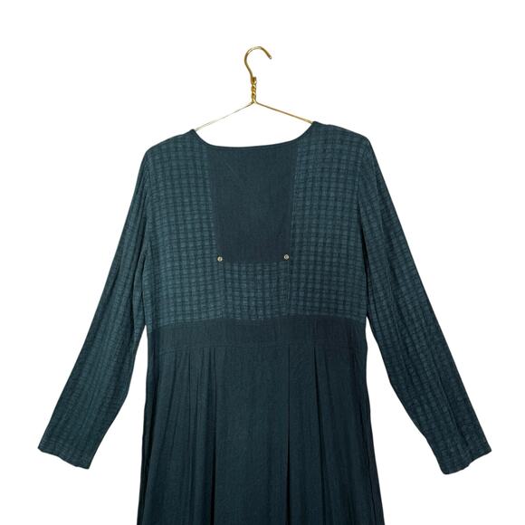 Carole Little Green Jacquard Button-Front Long Sleeve Maxi Dress | Size 8 - Picture 5 of 11